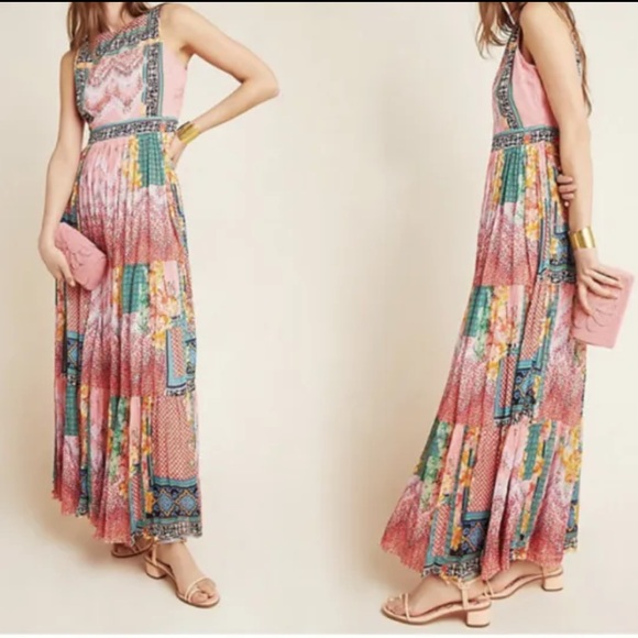 NWT Anthropologie Bhanuni Alessandra Maxi Dress size 0 Sleeveless Floral Lined - Picture 2 of 15